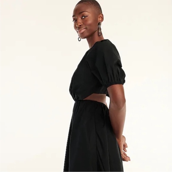 J. CREW SIDE-CUTOUT COTTON POPLIN MIDI DRESS Black 4 $128 - Picture 2 of 6